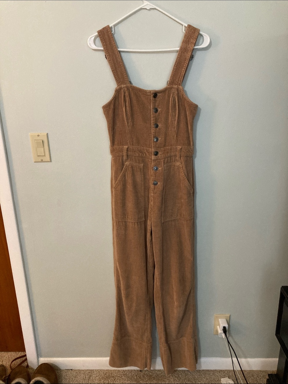 Aerie Button-Front Corduroy Jumpsuit Overalls